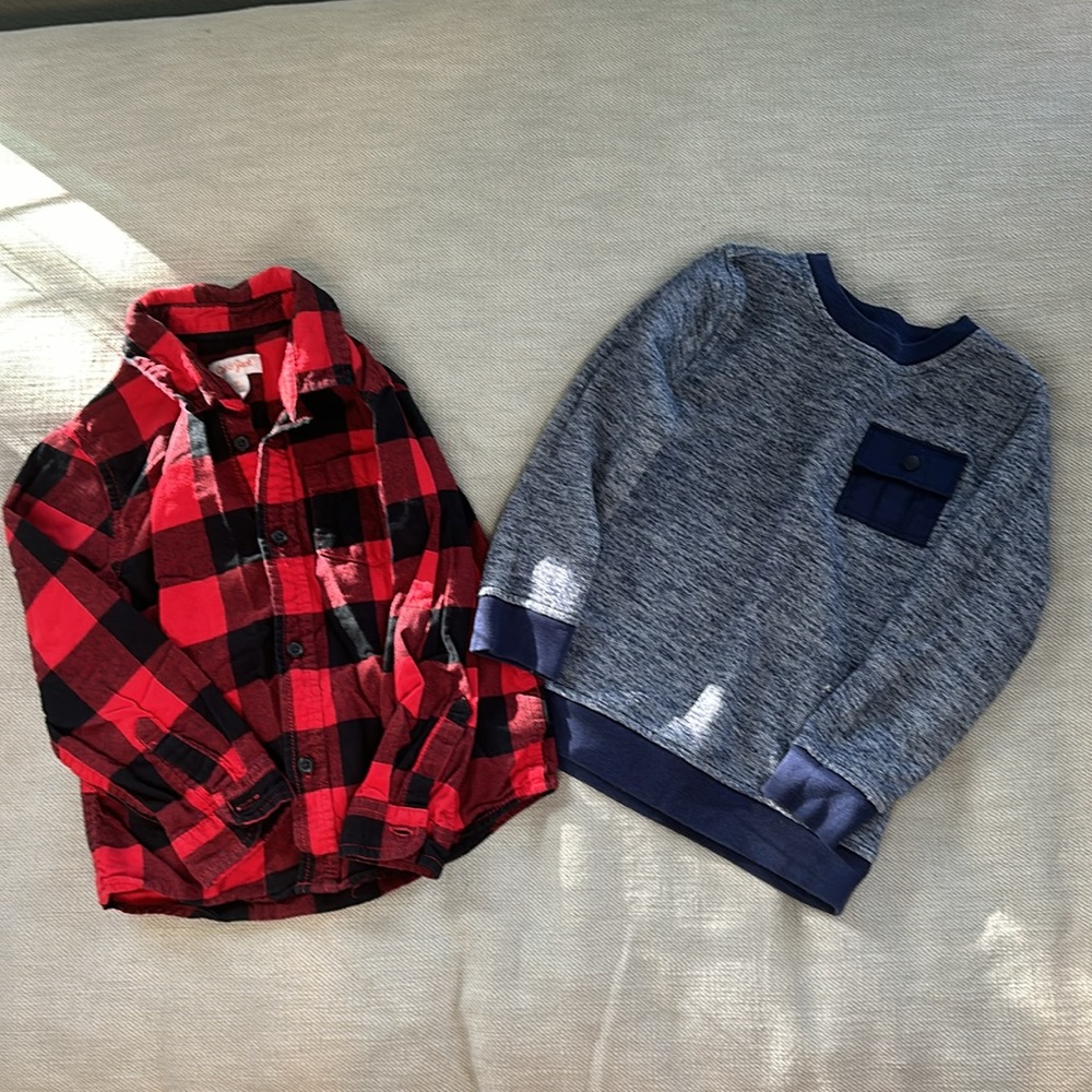 Boys 5T long sleeve lot (sweatshirt & button down)